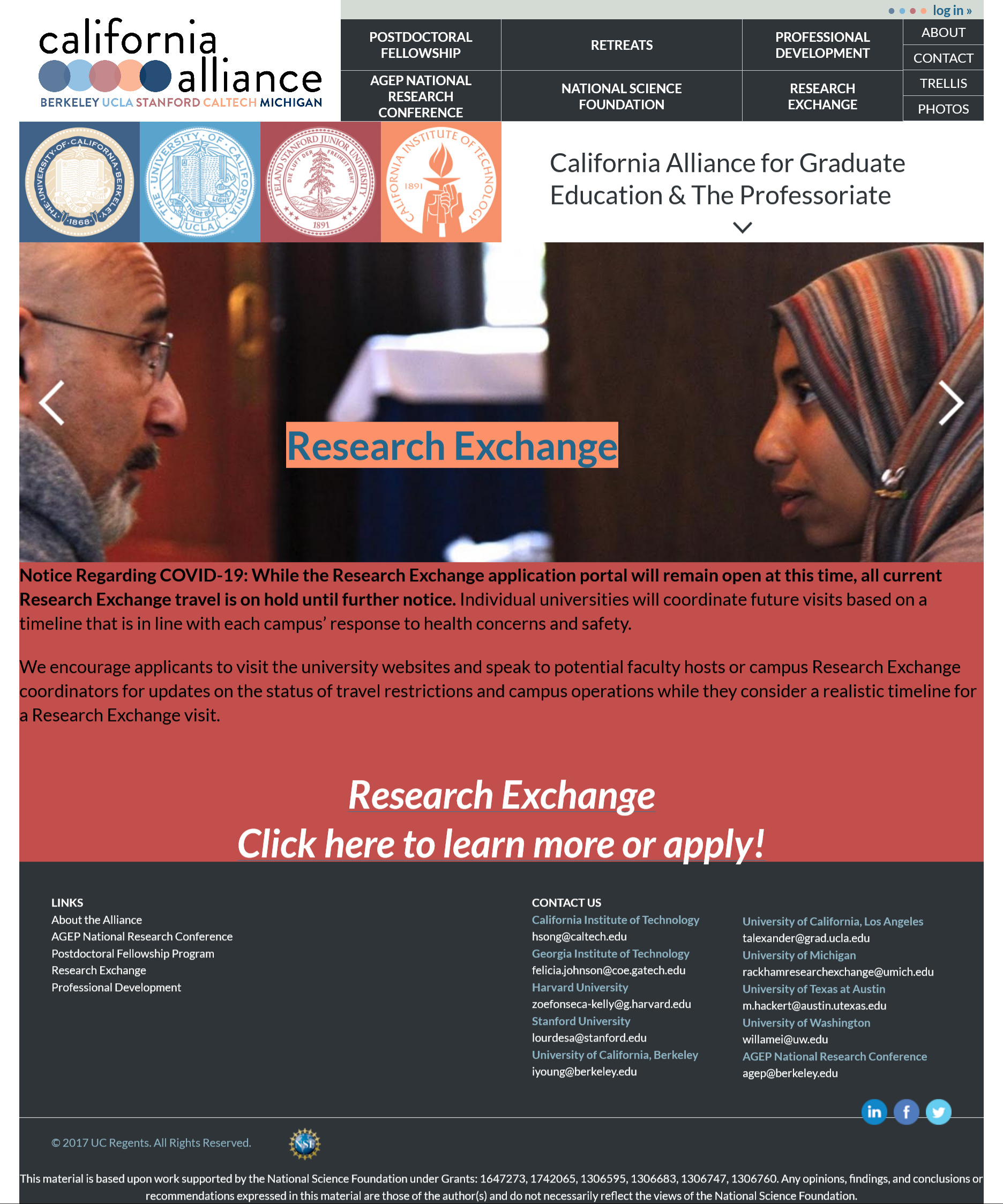 Image is a screen capture of California Alliance.org Homepage for archival purposes. Image includes copy from the homepage and time based announcements that are now outdated.